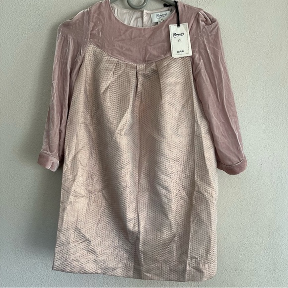 Bonpoint Girl 12 Bridget Gold Dots Mauve Velvet  Silk Blend Long Sleeve Dress - Picture 1 of 9